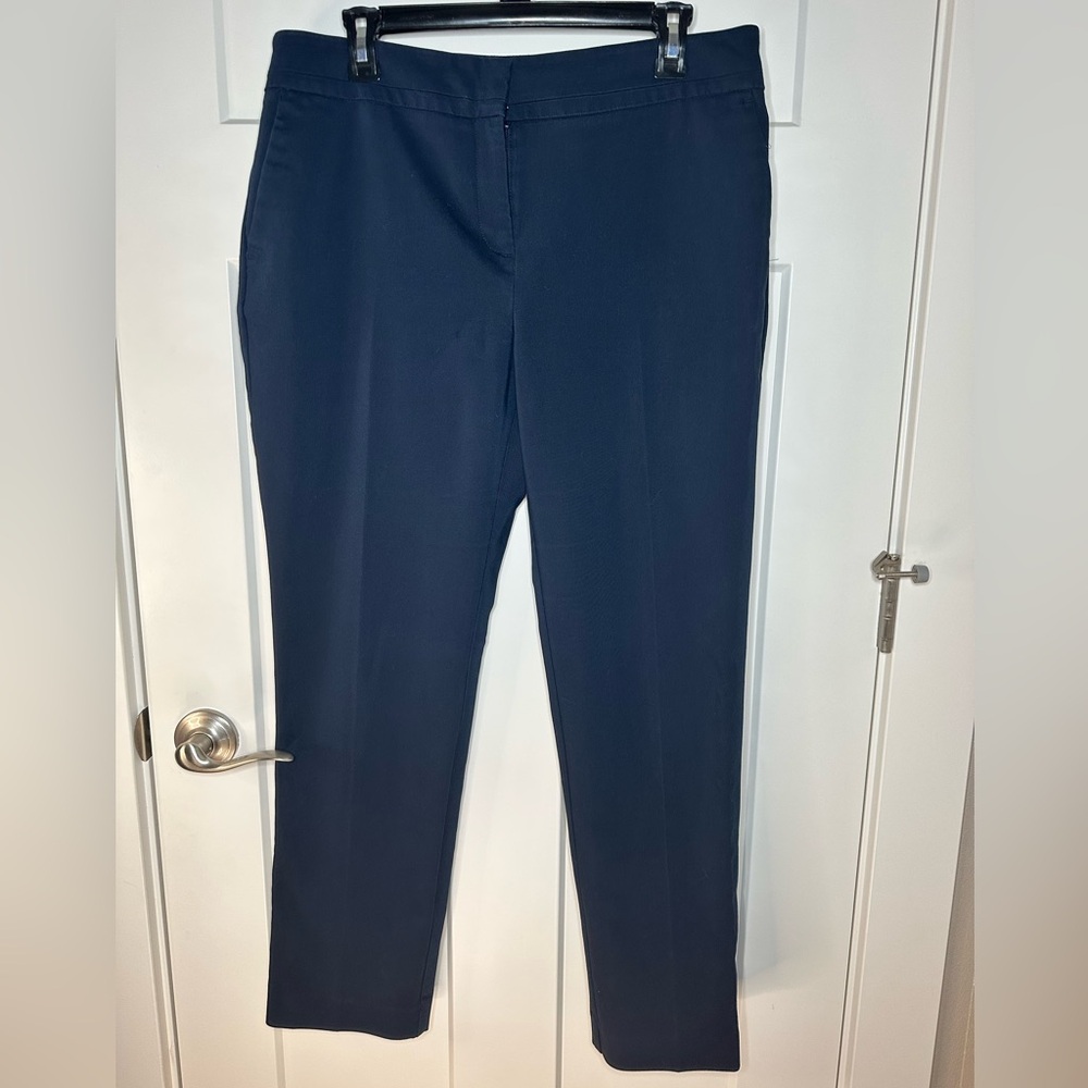 Ann Taylor Factory Navy Stretch Slim Ankle Pants Zip Hook Size 10 - Picture 2 of 10